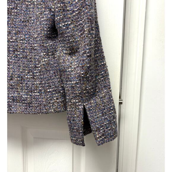 Vintage LIZ Wool Tweed Blazer Blue Brown Weaved Lined Short Women's Size 10 - Picture 3 of 6